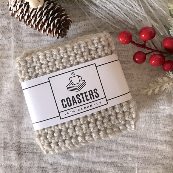 Set of 4 Thick Knit Coasters, New, Charmed Knits - Picture 2 of 4